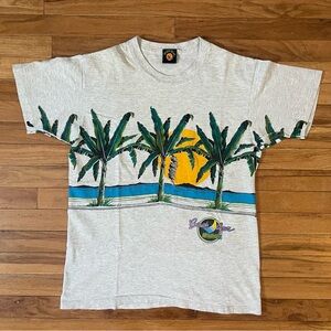 Vintage 90s Beach Gear Palm Trees All Over Print T-Shirt Mens Size Medium